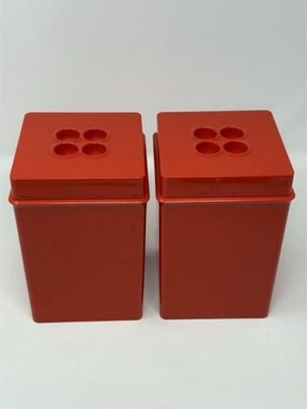 2 RED Dansk Gourmet Designs Denmark Canisters Set 2 Qt. 7 1/4" Vtg 1970s EUC